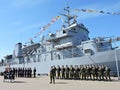 Military parade of seafarers,Lithuania Royalty Free Stock Photo