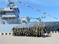 Military parade of seafarers, Lithuania Royalty Free Stock Photo