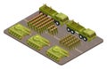 Military parade vector isometric with soldiers and military equipment