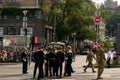 Military parade of 30 years Independence Day of Ukraine. Sweden soldiers are preparing for a ceremonial march on Khreshchatyk