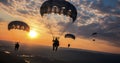 Military Paratroopers Demonstrating Skillful Landings with Their Parachutes