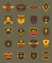 Military patches, army chevrons, air forces shields