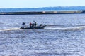 Military patrol speedboat sailing at sea