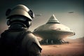 military patrol at ufo cosmodrome, keeping watch for any unwanted intruders
