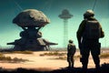 military patrol at ufo cosmodrome, keeping watch for any unwanted intruders