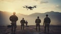 Military personnel launch a combat drone to carry out a complex tactical mission.