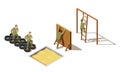 Military Recruit Training Isometric Composition