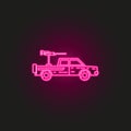 military pickup neon style icon. Simple thin line, outline of army icons for ui and ux, website or mobile application