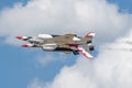 Military plane from the air force demonstration squadron "Thunderbirds" during Wasatch Airshow Royalty Free Stock Photo