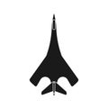 Military plane vector illustration icon solid black. Aircraft aviation icon isolated white jet and fighter air force Royalty Free Stock Photo