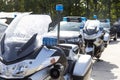 German feldjaeger, military police motorcycles and vehicles stands in formation Royalty Free Stock Photo