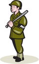 Military Police With Night Stick Baton Cartoon