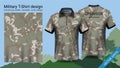 Military polo t-shirt design, with camouflage print clothes for jungle, hiking trekking or hunter, Vector eps10 file