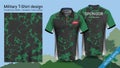 Military polo t-shirt design, with camouflage print clothes for jungle, hiking trekking or hunter, Vector eps10 file