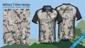 Military polo t-shirt design, with camouflage print clothes for jungle, hiking trekking or hunter, Vector eps10 file