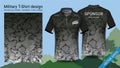 Military polo t-shirt design, with camouflage print clothes for jungle, hiking trekking or hunter, Vector eps10 file