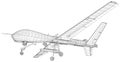 Military Predator Drone. Wire-frame Outline Drawing Aircraft. Vector created of 3d.