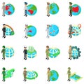 Military protection icons set, isometric style Royalty Free Stock Photo