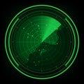 Military radar green display with coordinates for - Illustration