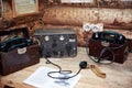 Military radio station and telephone of soviet partisans in war