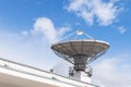 Military radiolocator station with parabolic radar antenna dish Royalty Free Stock Photo