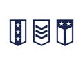 Military ranks, army epaulettes on white