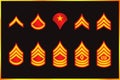 Military Ranks Stripes and Chevrons. Vector Set Army Insignia