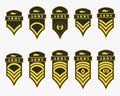 Military Ranks Stripes and Chevrons. Vector Set Army Insignia