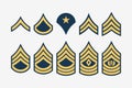 Military Ranks Stripes and Chevrons. Vector Set Army Insignia Royalty Free Stock Photo