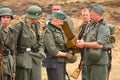 Military re - enactors in German uniform world war II. German soldiers.