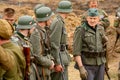 Military re - enactors in German uniform world war II. German soldiers.