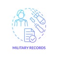 Military records blue gradient concept icon