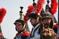 Military reenactors at Borodino battle historical reenactment in Russia Royalty Free Stock Photo