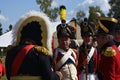 Military reenactors at Borodino battle historical reenactment in Russia Royalty Free Stock Photo