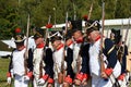 Military reenactors at Borodino battle historical reenactment in Russia Royalty Free Stock Photo