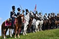 Military reenactors at Borodino battle historical reenactment in Russia Royalty Free Stock Photo