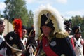 Military reenactors at Borodino battle historical reenactment in Russia Royalty Free Stock Photo