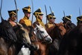 Military reenactors at Borodino battle historical reenactment in Russia Royalty Free Stock Photo