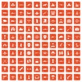 100 military resources icons set grunge orange