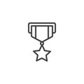 Military reward medal line icon