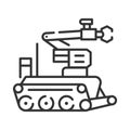 Military robot black line icon. Bomb-disposal robot or explosive ordnance disposal EOD. Innovation in technology. Sign for web