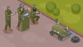 Military Robots Isometric Composition