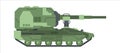 Military self propelled artillery camouflage. Heavy caterpillar green sau howitzer mortal gun long range with large