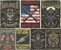 Military set colorful posters vintage