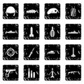 Military set icons, grunge style Royalty Free Stock Photo