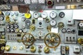 Military ship control panel with gauges. Royalty Free Stock Photo