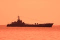 Military ship during sunset Royalty Free Stock Photo