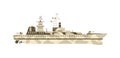 Military Ship Vector Illustration.