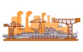 Military shipyard factory.Warship flat line art vector.