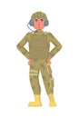 Military signalman character in headset, uniform